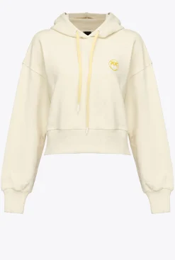Tailleurs Et Ensembles|PINKO Sweat-Shirt Cropped A Logo Imprime Vert Pelouse