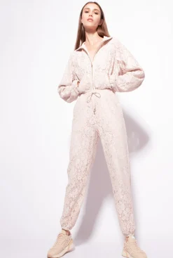 Tailleurs Et Ensembles|PINKO Sweat-Shirt En Dentelle Lamee Beige/Argent
