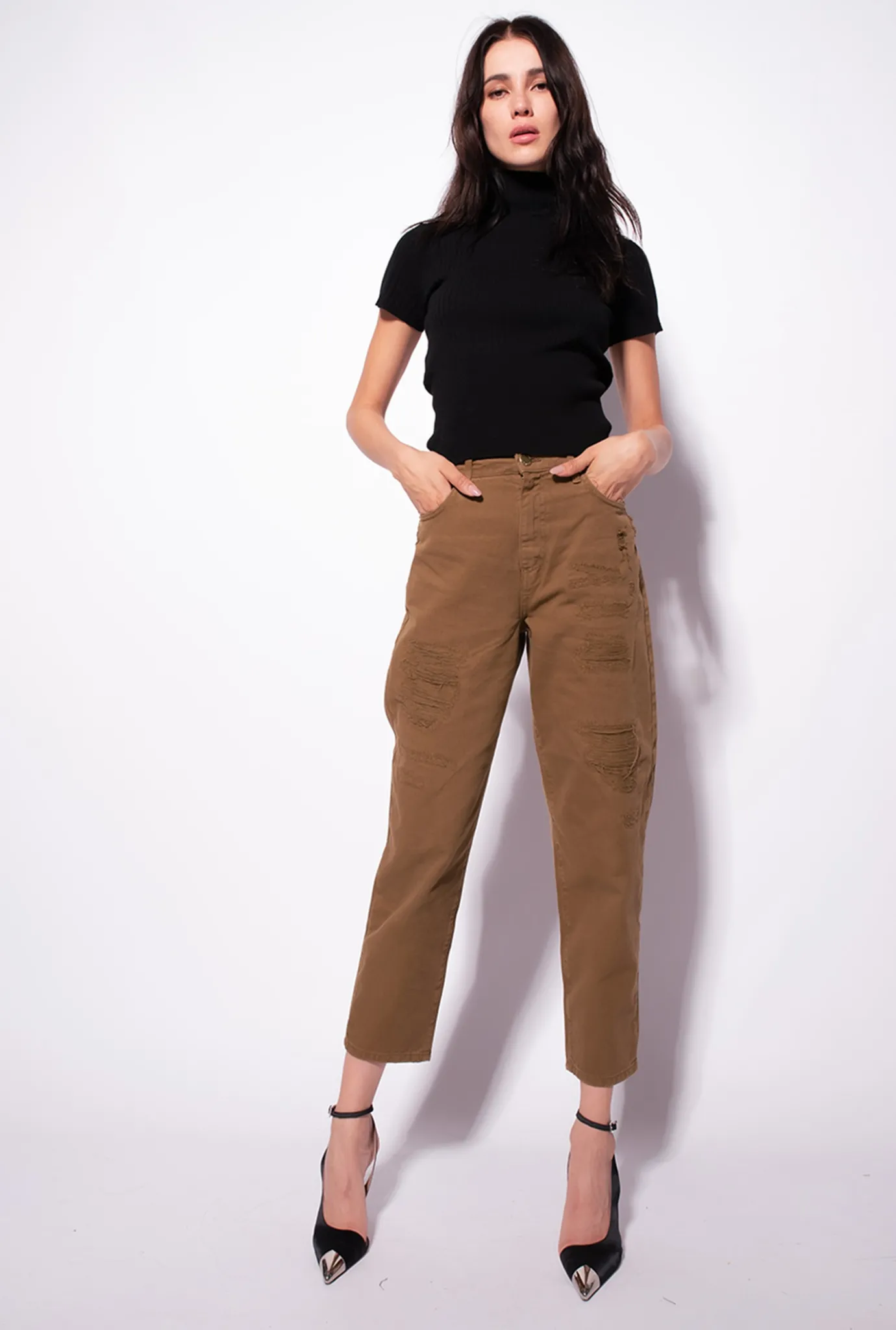 Pièces En Maille|PINKO Top A Demi-Manches En Cotes Noir Limousine