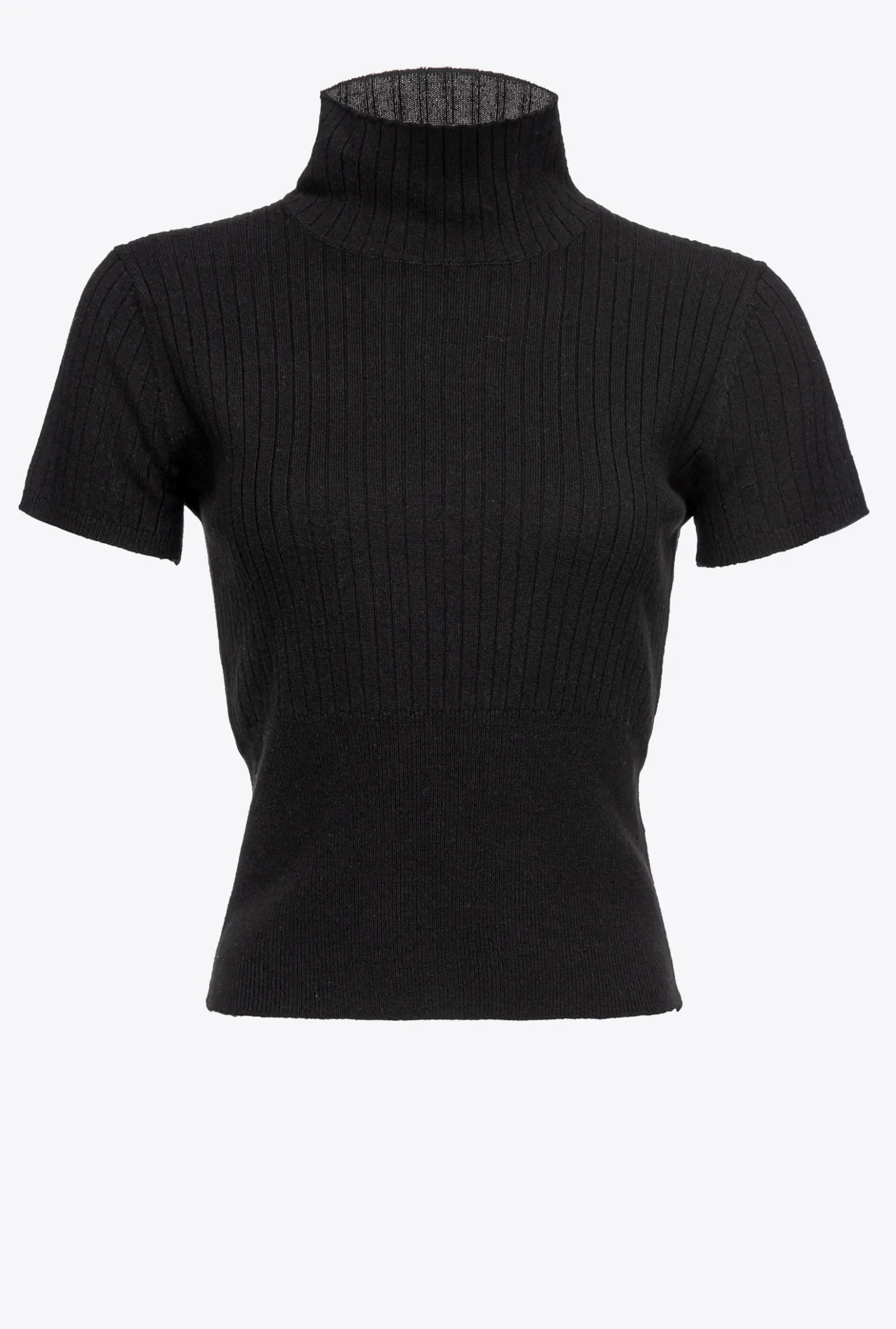 Pièces En Maille|PINKO Top A Demi-Manches En Cotes Noir Limousine