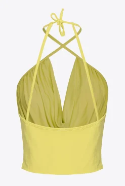 Topwear|PINKO Top A Encolure Americaine En Jersey Fluide Vert - Solfatare