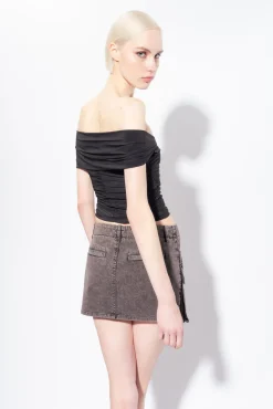 Topwear|PINKO Top A Epaules Denudees En Jersey Fluide Noir Limousine