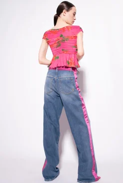 Topwear|PINKO Top A Imprime Floral Mult. Fuchsia/Rouge