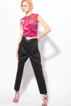 Tailleurs Et Ensembles|PINKO Top A Imprime Hibiscus Multi.Fuchsia/Rose
