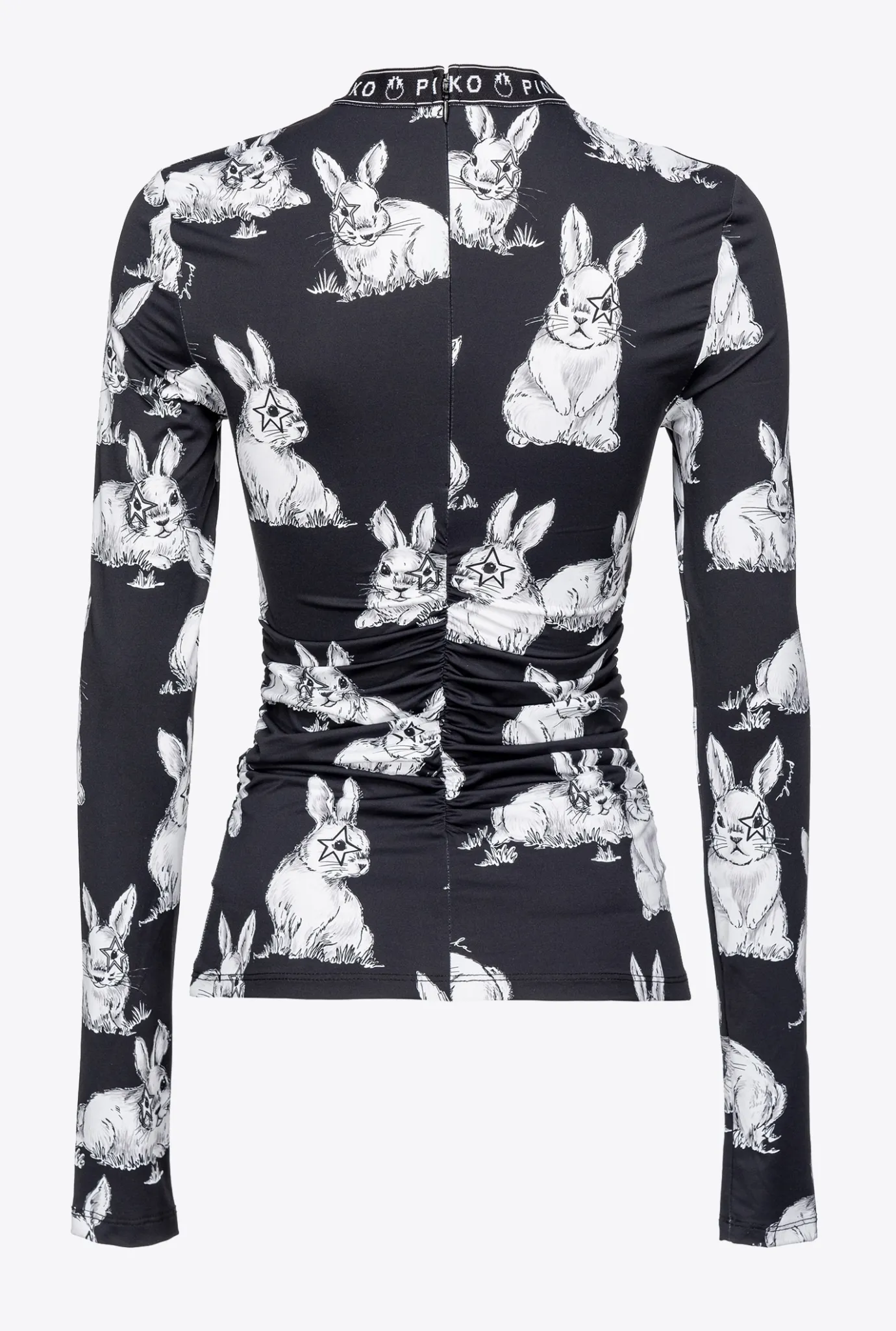 Tailleurs Et Ensembles|PINKO Top A Manches Longues A Lapins Noir/Gris/Blanc