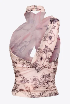 Tailleurs Et Ensembles|PINKO Top Asymetrique A Imprime Tatouage Chair/Noir