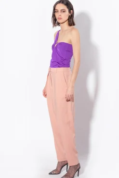 Tailleurs Et Ensembles|PINKO Top Asymetrique Avec Anneau Violet Pride