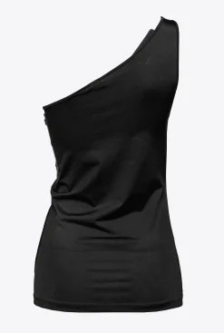 Topwear|PINKO Top Asymetrique Avec Anneau Noir Limousine