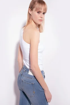 Topwear|PINKO Top Asymetrique Avec Broderie Blanc Brill.