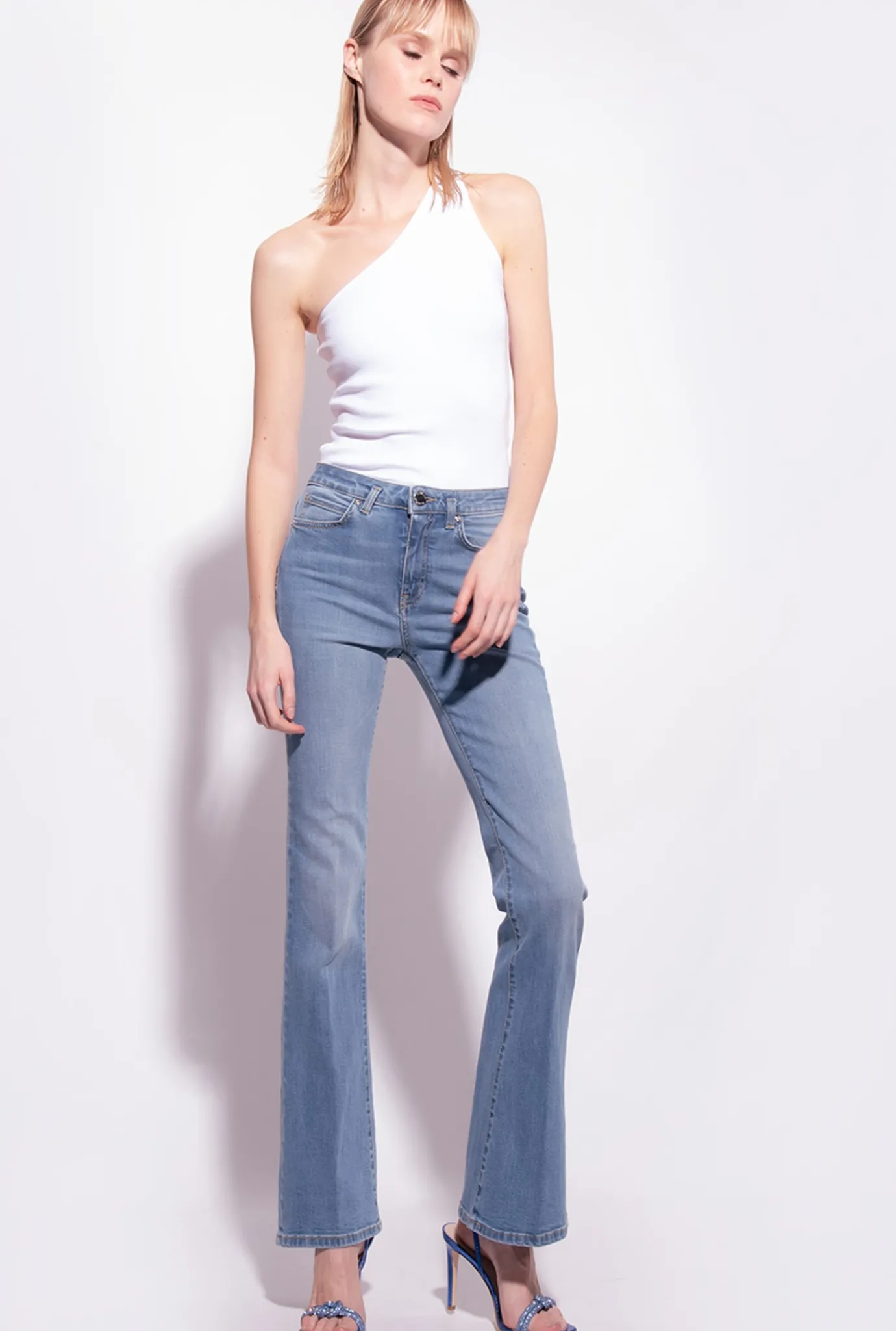 Topwear|PINKO Top Asymetrique Avec Broderie Blanc Brill.