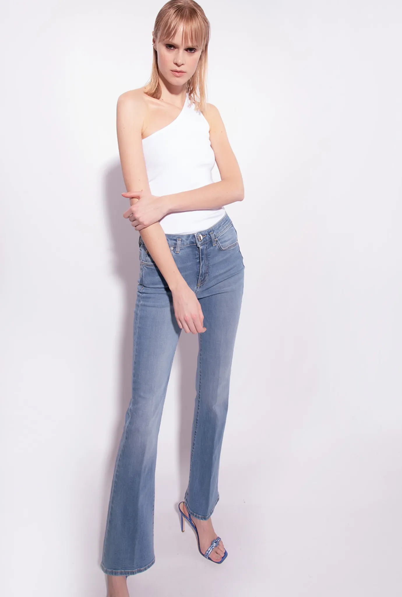 Topwear|PINKO Top Asymetrique Avec Broderie Blanc Brill.