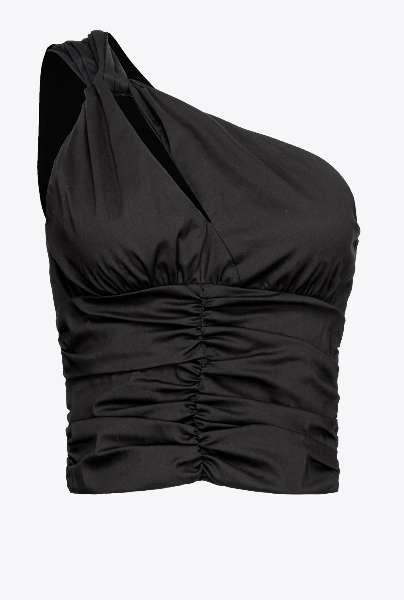 Topwear|PINKO Top Asymetrique En Popeline Stretch Noir Limousine