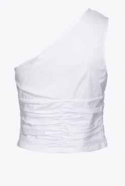 Topwear|PINKO Top Asymetrique En Popeline Stretch Blanc Brill.