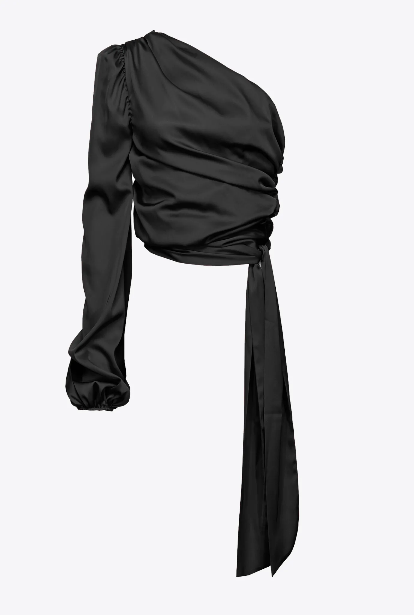 Topwear|PINKO Top Asymetrique En Satin Noir Limousine
