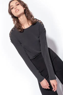 Topwear|PINKO Top Avec Cordons De Serrage Aux Epaules Noir Limousine