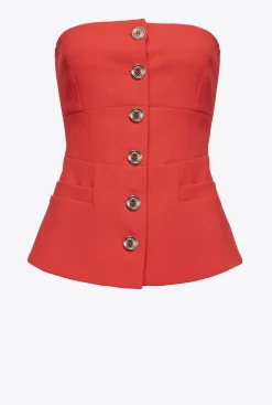 Tailleurs Et Ensembles|PINKO Top Boutonne Sans Manches Rouge Formule 1