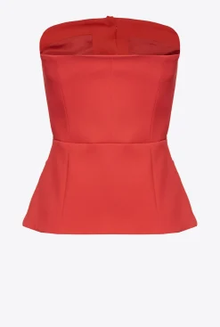 Tailleurs Et Ensembles|PINKO Top Boutonne Sans Manches Rouge Formule 1