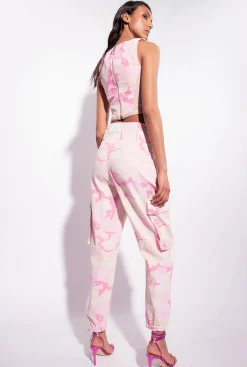 Tailleurs Et Ensembles|PINKO Top Bustier En Bull A Motif Camouflage Mult. Nude/Rose