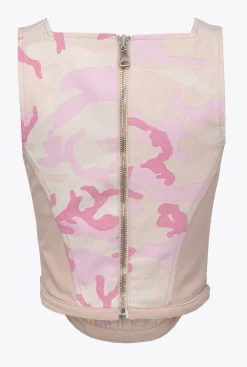 Tailleurs Et Ensembles|PINKO Top Bustier En Bull A Motif Camouflage Mult. Nude/Rose