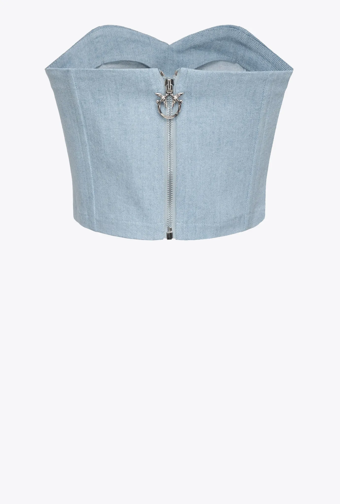 Tailleurs Et Ensembles|PINKO Top Bustier En Denim Confort Delavage Bleach Down