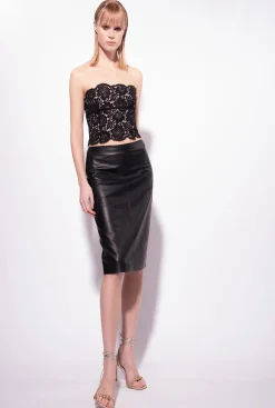 Tailleurs Et Ensembles|PINKO Top Bustier En Dentelle Noir Limousine