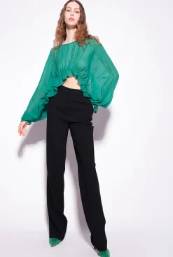 Vestes|PINKO Top Cache-Epaules A Volants Bonbon Gomme