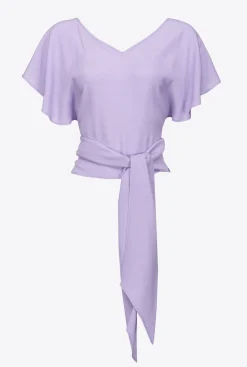 Tailleurs Et Ensembles|PINKO Top Ceinture En Crepe Marocain Violet Tulipe