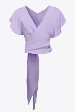 Tailleurs Et Ensembles|PINKO Top Ceinture En Crepe Marocain Violet Tulipe