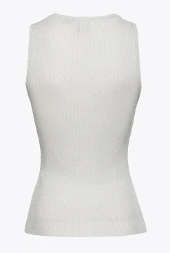 Pièces En Maille|PINKO Top Cotele A Lacets En Lurex Argent-Metallise