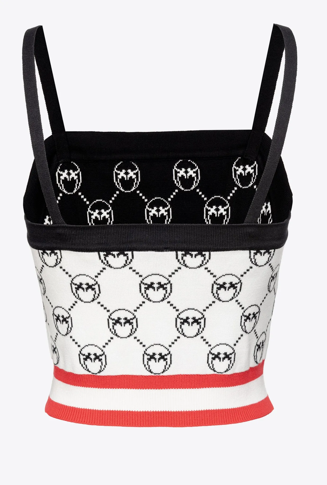Tailleurs Et Ensembles|PINKO Top Court En Jacquard Monogram Multi. Blanc/Noir/Rouge