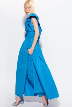 Tailleurs Et Ensembles|PINKO Top Court En Taffetas Bleu Directoire