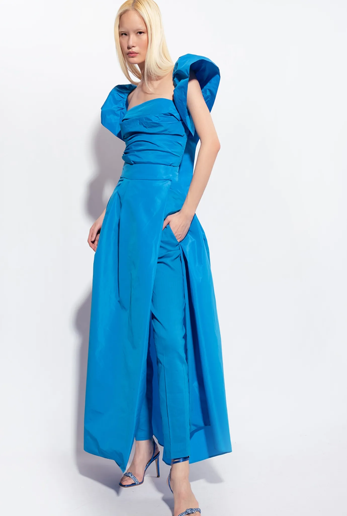 Tailleurs Et Ensembles|PINKO Top Court En Taffetas Bleu Directoire