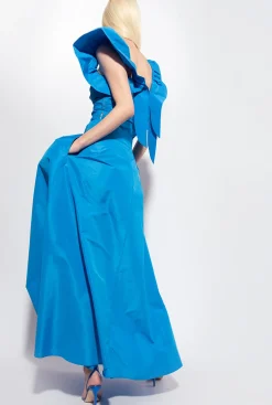 Tailleurs Et Ensembles|PINKO Top Court En Taffetas Bleu Directoire