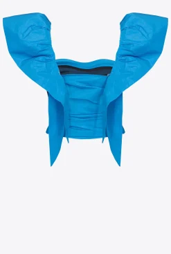 Tailleurs Et Ensembles|PINKO Top Court En Taffetas Bleu Directoire