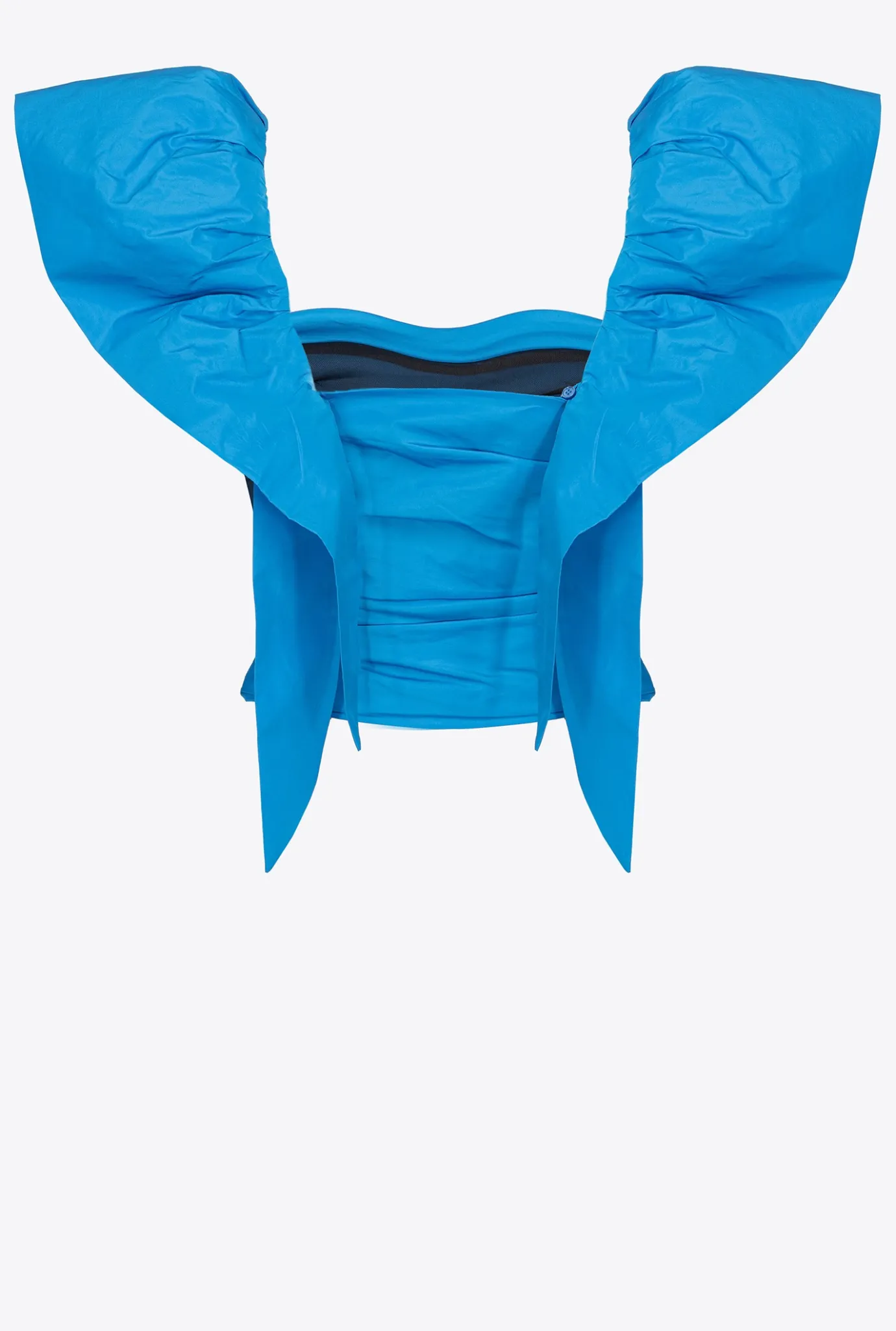 Tailleurs Et Ensembles|PINKO Top Court En Taffetas Bleu Directoire