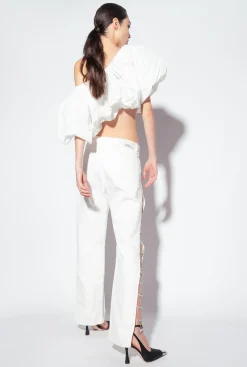 Topwear|PINKO Top Court En Taffetas Galleria Blanc Casse