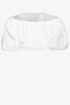 Topwear|PINKO Top Court En Taffetas Galleria Blanc Casse