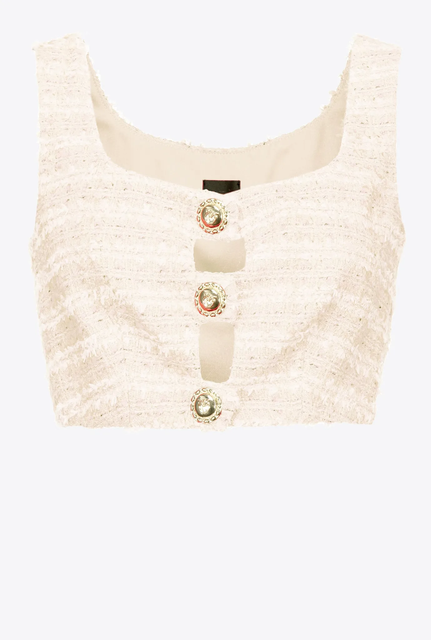 Tailleurs Et Ensembles|PINKO Top Court En Tweed Fantaisie Rose Fume Blanc