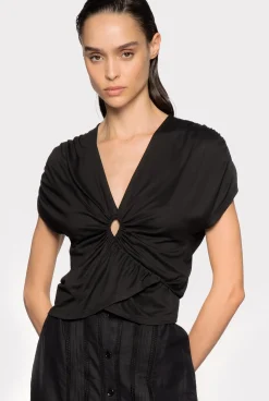 Topwear|PINKO Top Croise A Decoupe Noir Limousine