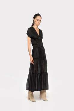 Topwear|PINKO Top Croise A Decoupe Noir Limousine
