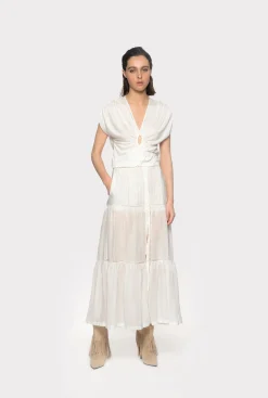 Topwear|PINKO Top Croise A Decoupe Blanc Immacule