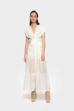Topwear|PINKO Top Croise A Decoupe Blanc Immacule