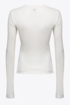 Pièces En Maille|PINKO Top Croise A Manches Longues Blanc Nimbus
