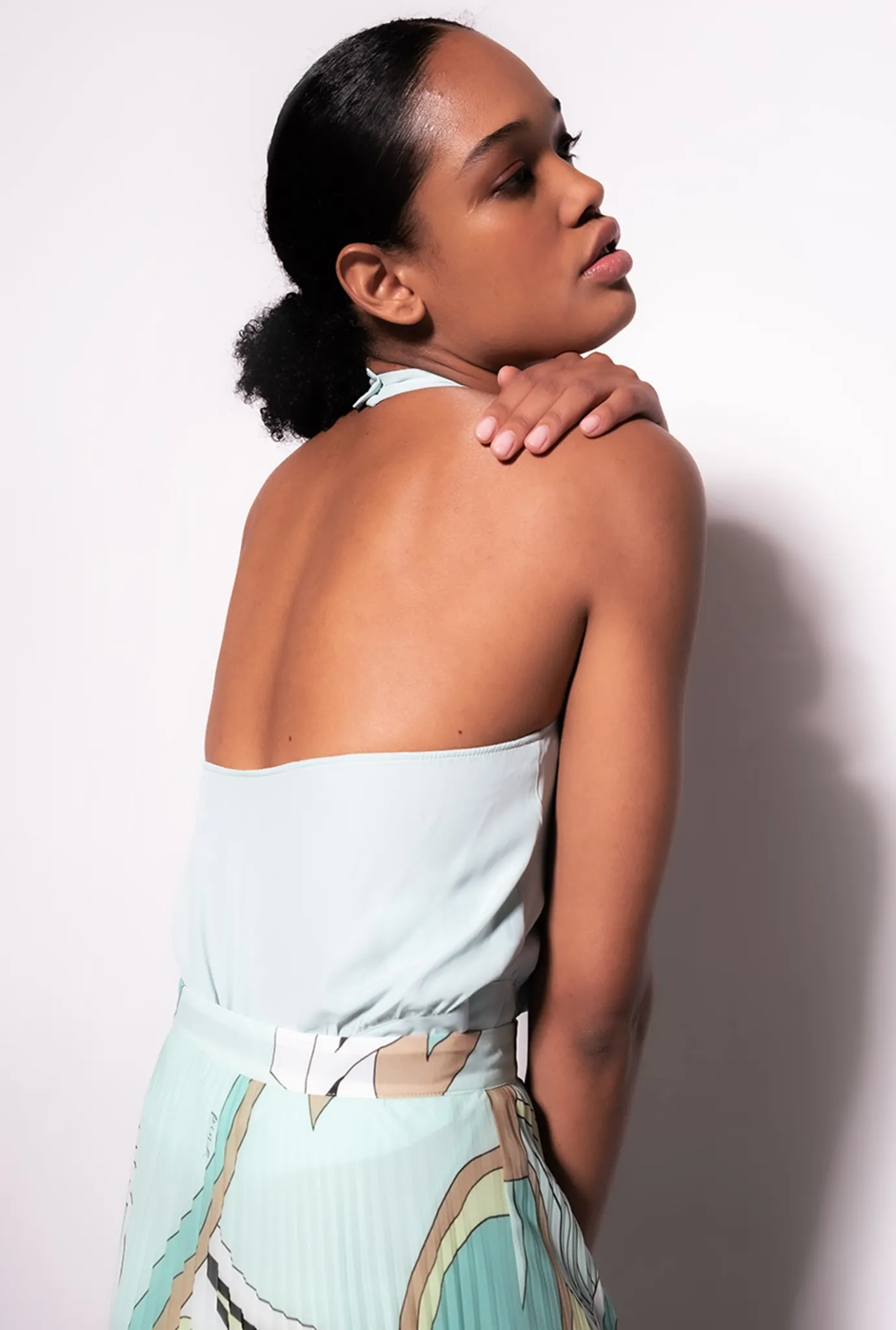 Tailleurs Et Ensembles|PINKO Top Dos Nu Bleu Mousseline