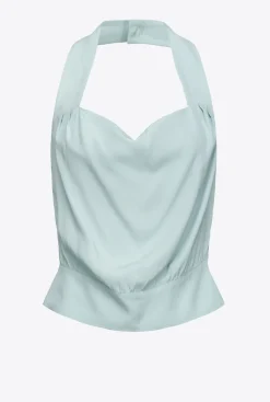 Tailleurs Et Ensembles|PINKO Top Dos Nu Bleu Mousseline
