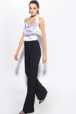 Tailleurs Et Ensembles|PINKO Top Dos Nu En Satin Lilas - Sorbet Clair