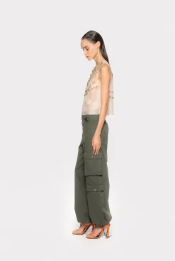 Topwear|PINKO Top En Mousseline A Broderie Brillante Nude/Or