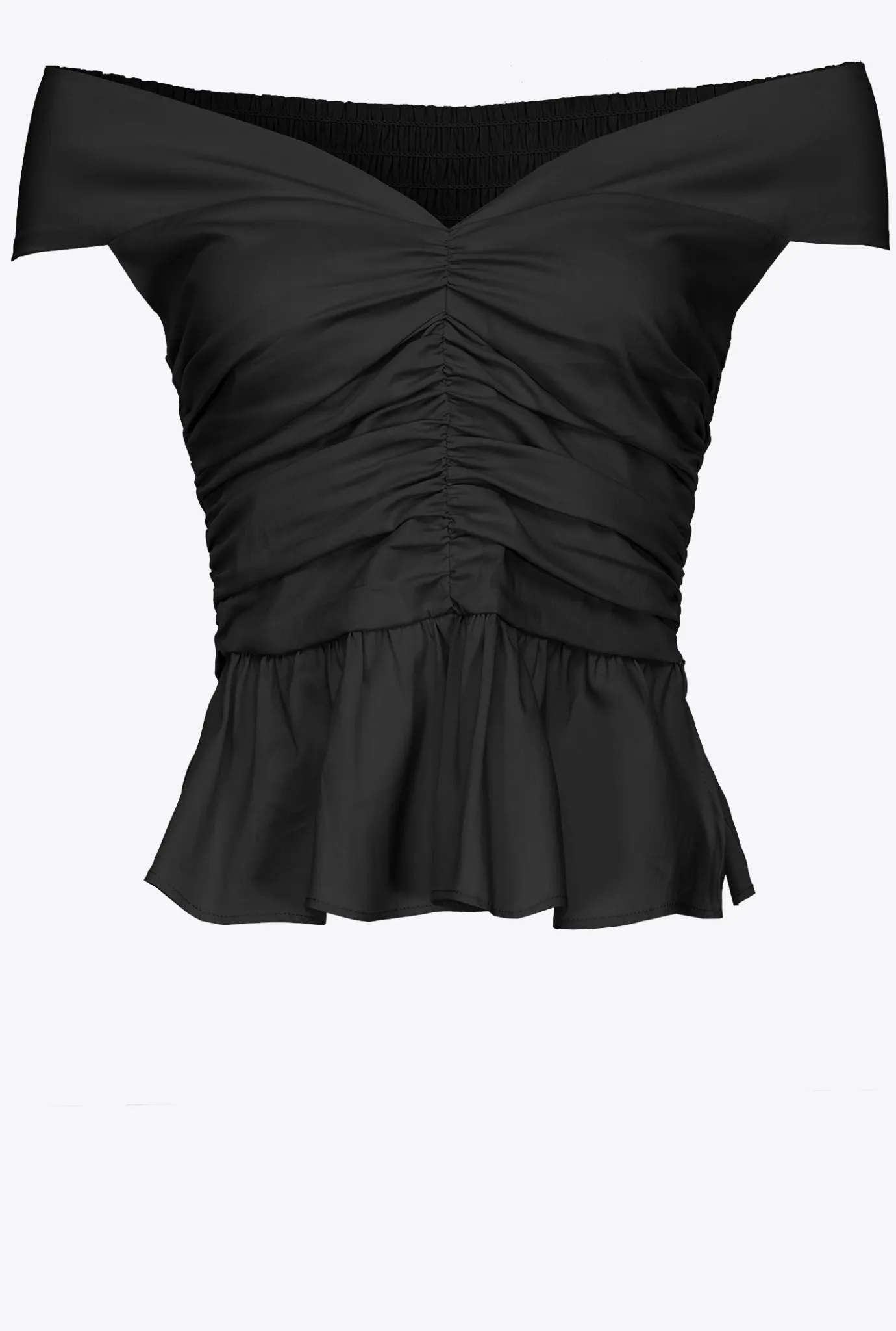 Topwear|PINKO Top En Popeline A Epaules Denudees Noir Limousine