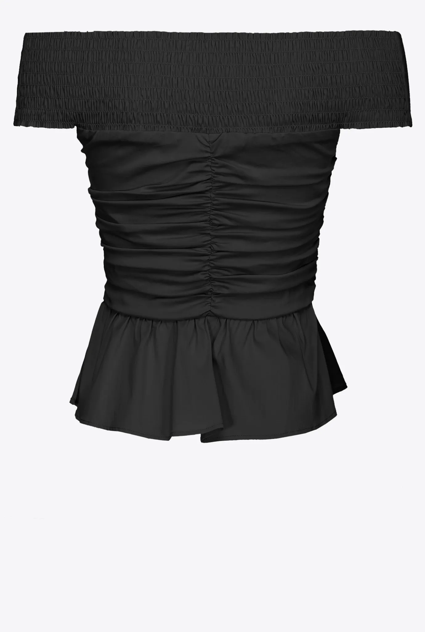 Topwear|PINKO Top En Popeline A Epaules Denudees Noir Limousine