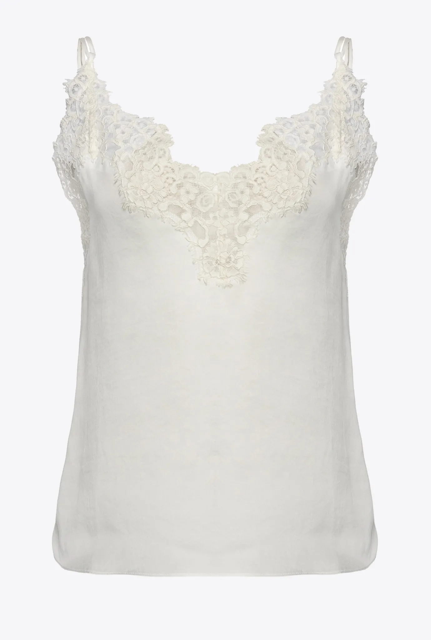 Topwear|PINKO Top En Satin Et Dentelle Blanc Nimbus